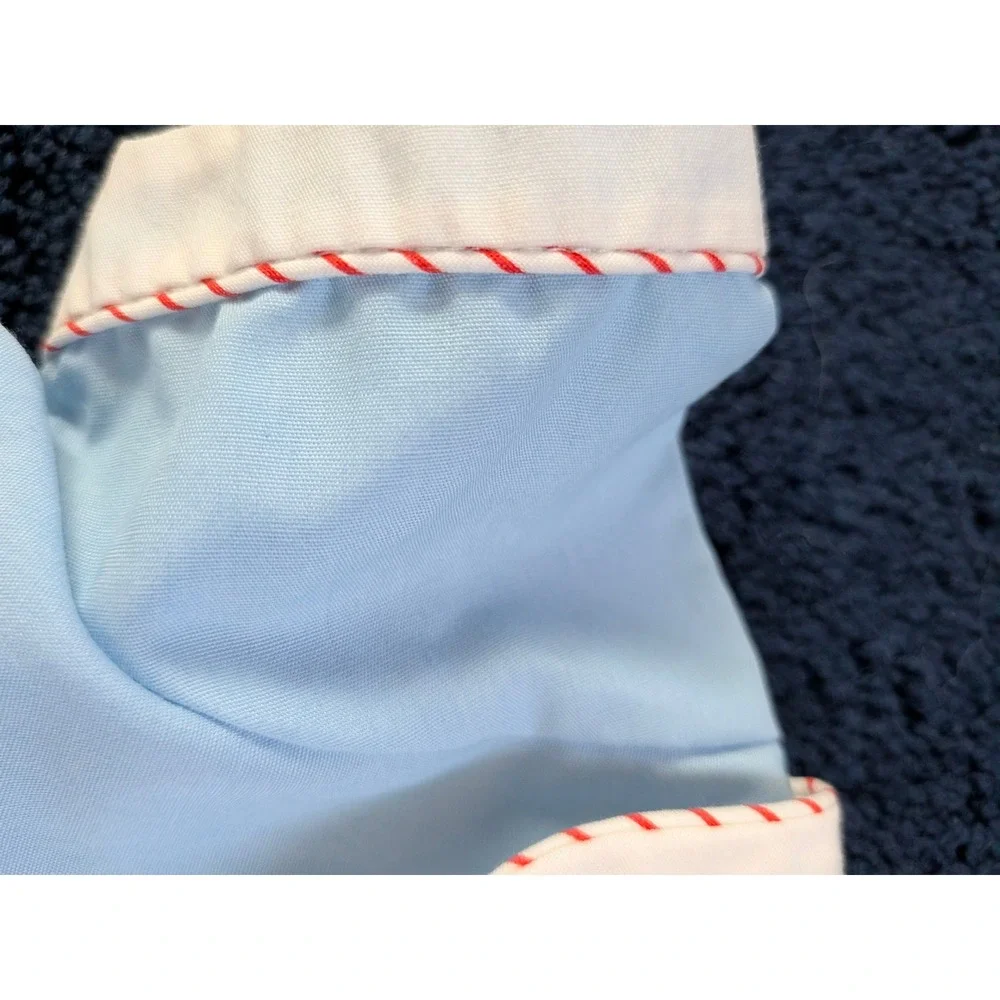 Vintage Baby Boy Blue Lighthouse Embroidered Romper Sun Suit 6-9 Nautical Snaps